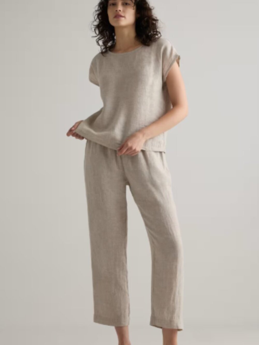 Quince 100% European Linen Pajama Set Flax - Medium